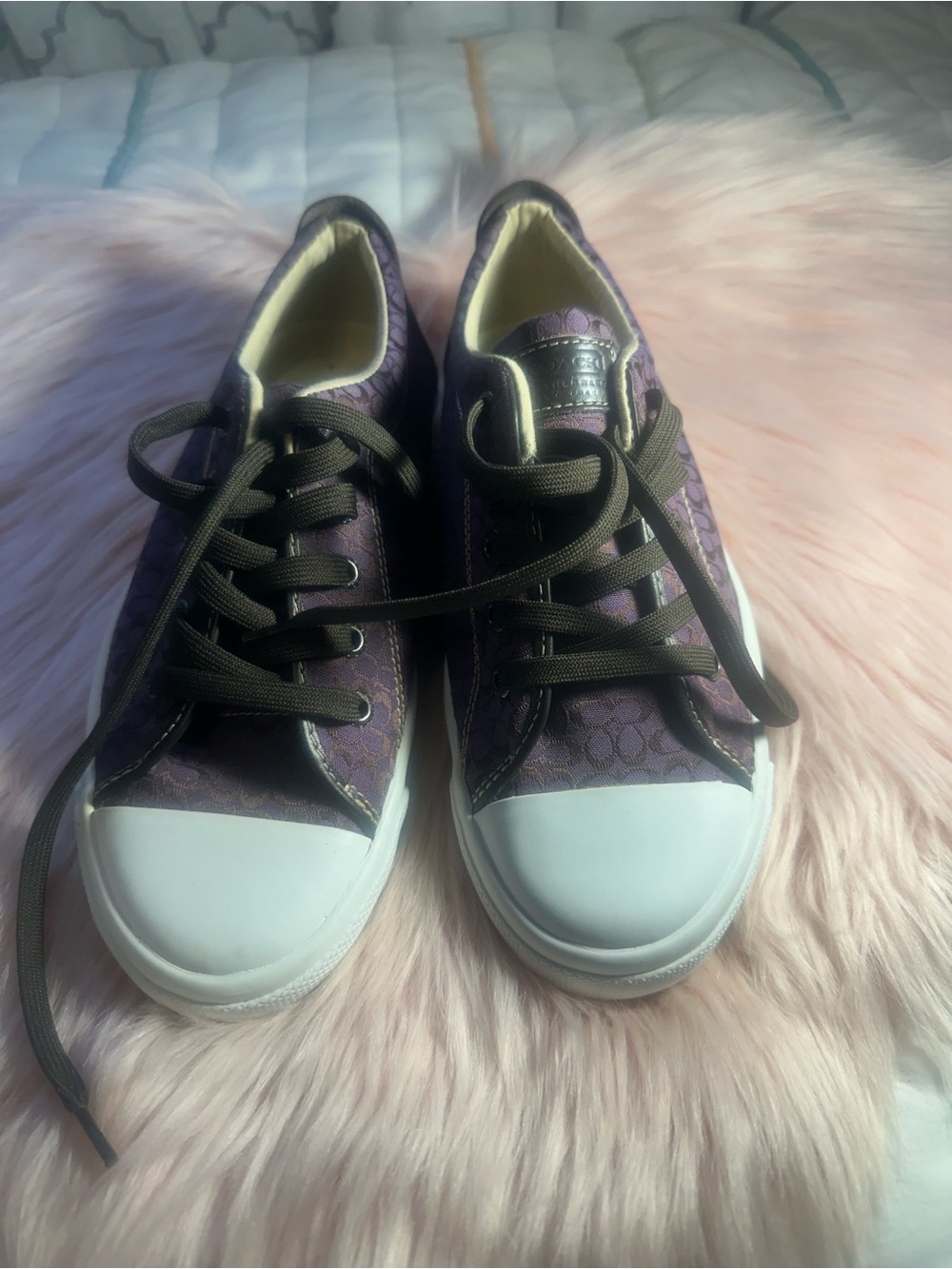 Coach Purple Logo Low-Top Lace-Up Sneakers size 8 New Style 1941